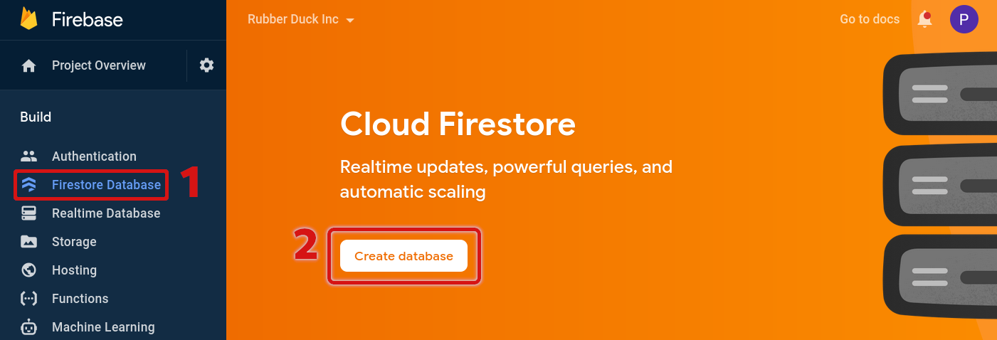 Starting creation of Firestore database