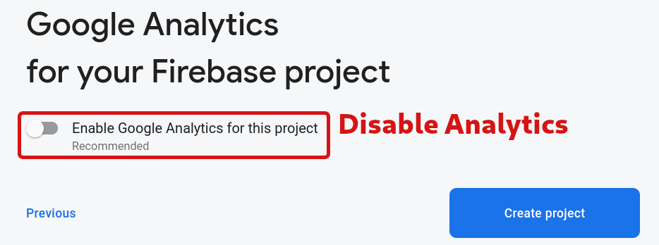 Disabling Google Analytics